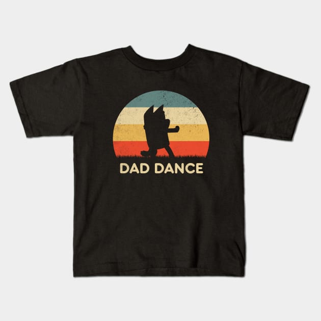 Retro Sunset Dad Bluey Dance Kids T-Shirt by Symmetry Stunning Portrait